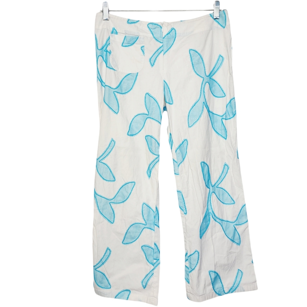 Piazza Sempione Italy Sz 44 (8) Cropped Wid Leg Pants Meshed Floral Cutouts EUC!
